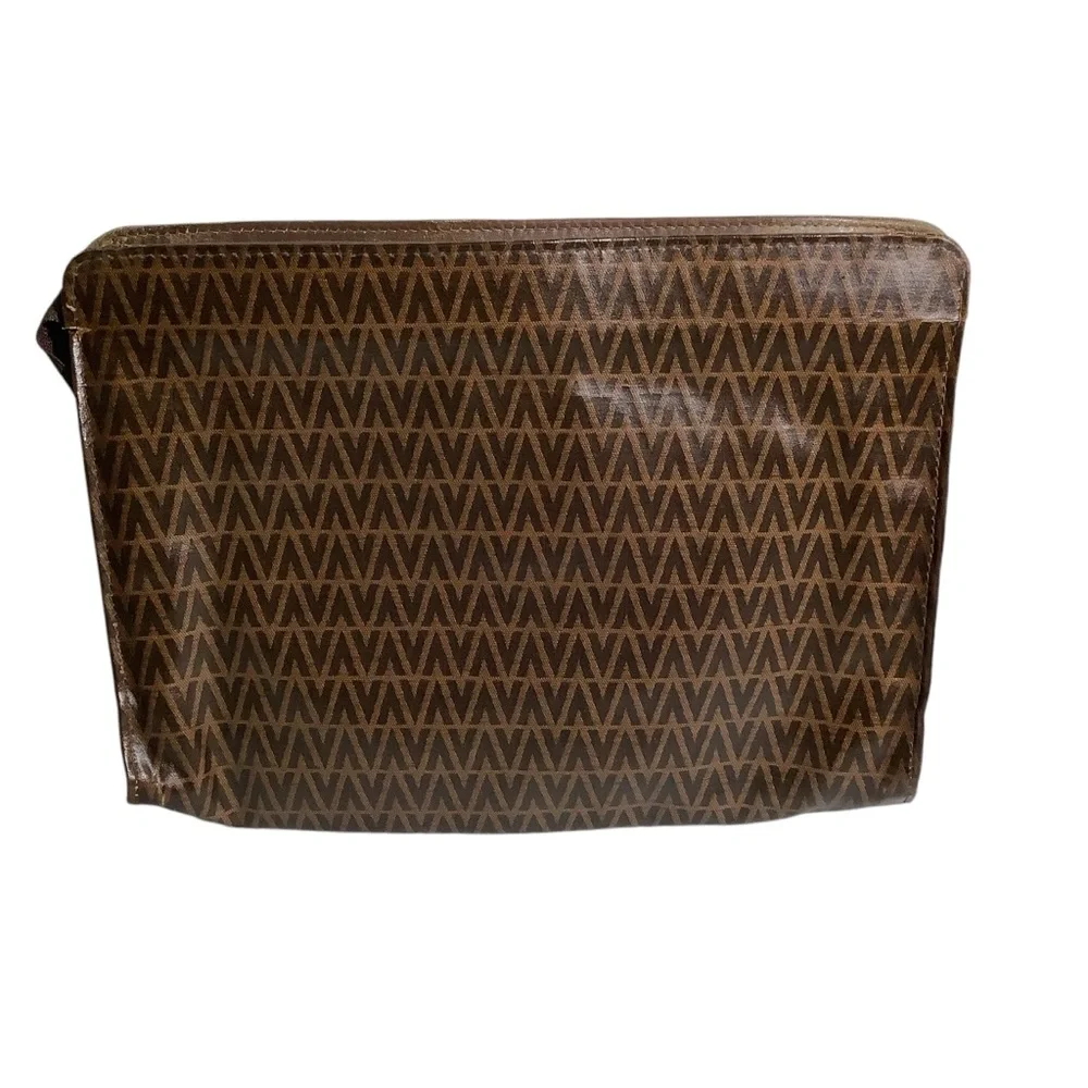 Mario Valentino Vintage Brown V-Pattern Clutch